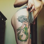 Hot girl with mermaid tattoo